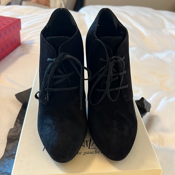 NEW SAINT LAURENT FATALE 105 black Leather Suede Lace Up Ankle Bootie EU 39.5 - Picture 5 of 11